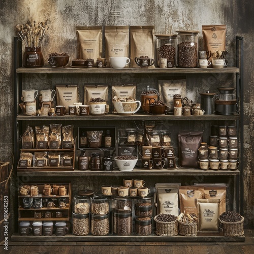Display of Gourmet Coffee Varieties on a Rack