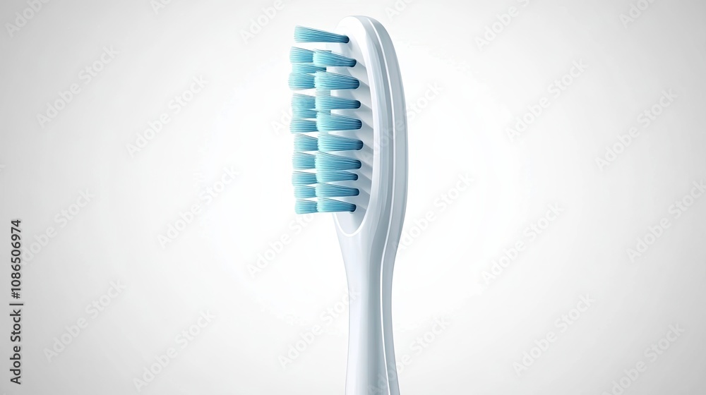 Close-up of a White Toothbrush with Blue Bristles Close-up of a White Toothbrush with Blue Bristles