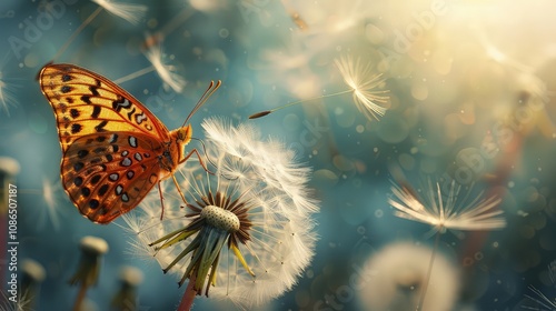butterfly on a dandelion