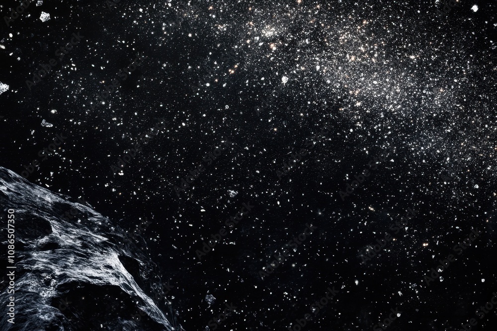Obraz premium Close-up of an asteroid in space with a starry background.