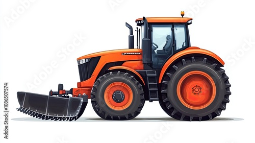 Orange Tractor with Black Plow