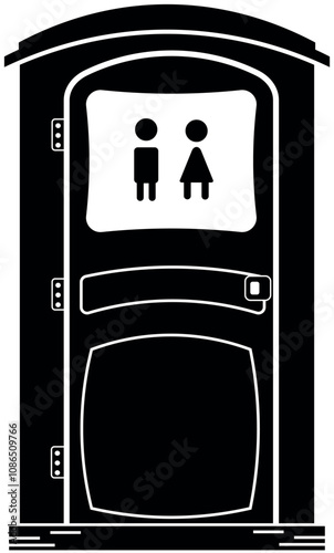 A simple illustration black icon of a public toilet for men and women. Vector design of a public toilet icon in black