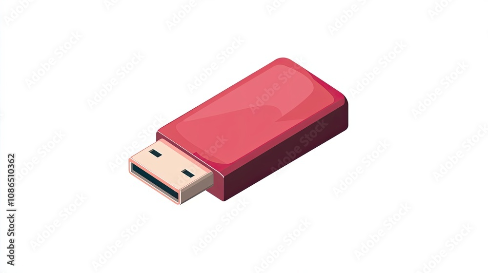 Red USB Flash Drive with Connector Facing Left Red USB Flash Drive with Connector Facing Left