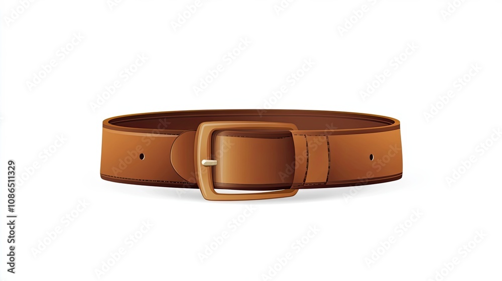 Brown leather belt with a square buckle