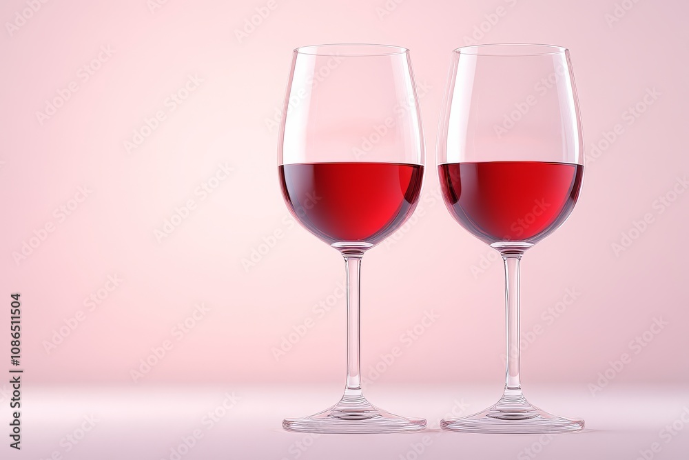 Two Glasses of Red Wine on Pink Background Two Glasses of Red Wine on Pink Background