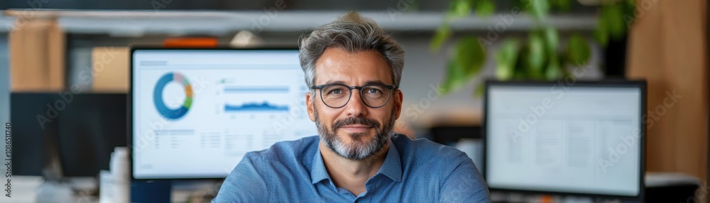 Food waste concept. Policy maker in office with food waste statistics on screen, thoughtful pose, policy reform, food waste Food waste concept. Policy maker in office with food waste statistics on screen, thoughtful pose, policy reform, food waste