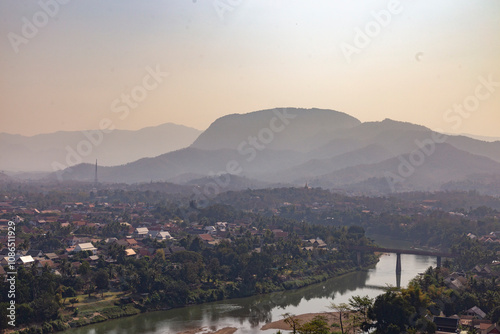 Panorama of Luang Prabang city. Luang Prabang, Laos. photo