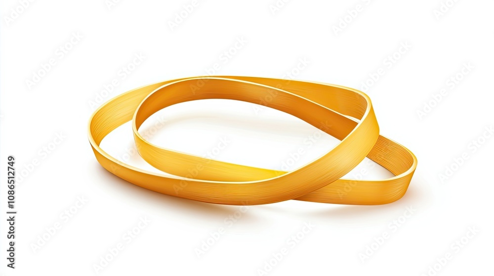 Two Intertwined Golden Bands on a White Background Two Intertwined Golden Bands on a White Background