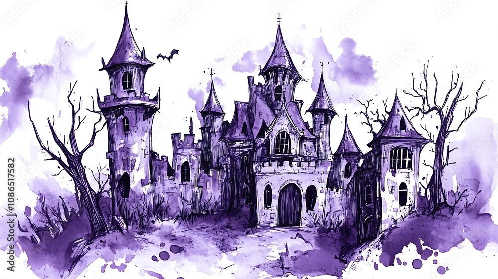 Obraz premium Haunted Castle Illustration