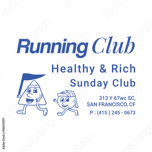 hand drawn running retro cartoon t-shirt design illustration