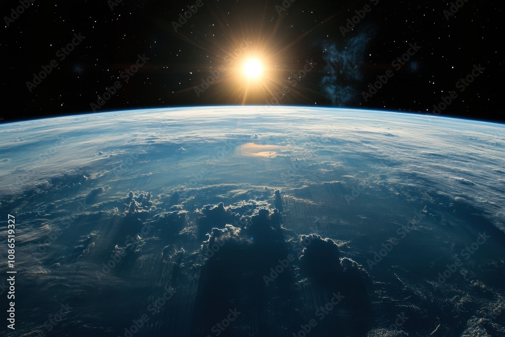 Sunrise over Earth from Space. (2)