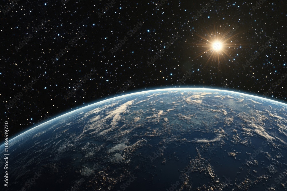 Fototapeta premium Sunrise over Earth from space. (8)