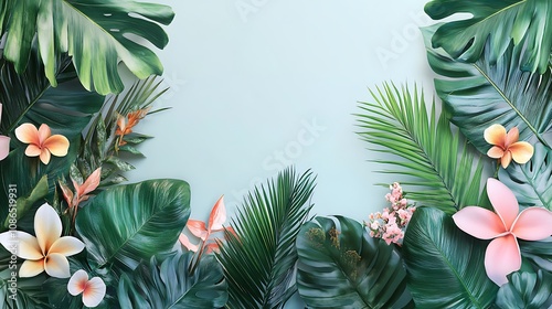 Tropical Flowers and Lush Foliage