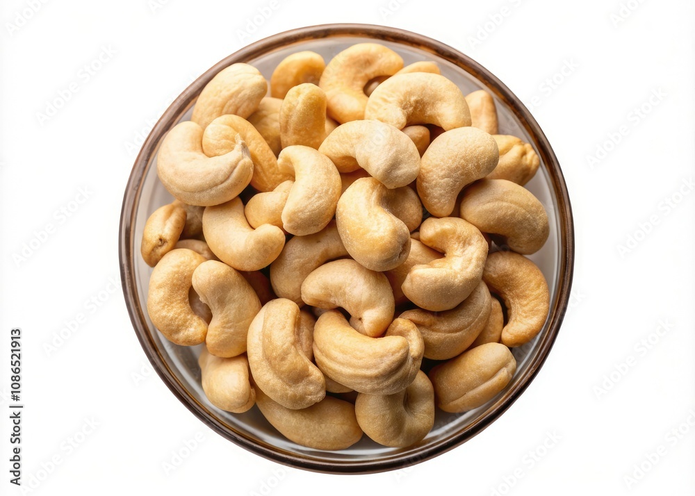 Top View of Cashew Nuts in a Bowl Isolated on Transparent Background - Perfect for Healthy Snack Themes and Nutritional Content Top View of Cashew Nuts in a Bowl Isolated on Transparent Background - Perfect for Healthy Snack Themes and Nutritional Content