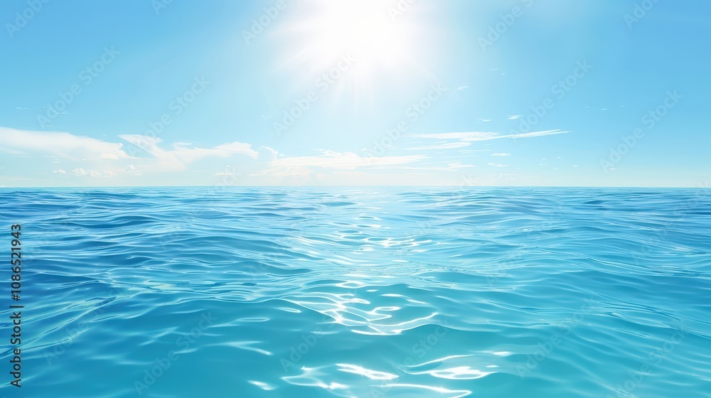 Obraz premium Tranquil Ocean Waters Under Bright Sunny Sky