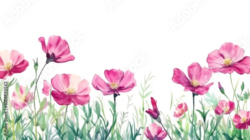 Watercolor Floral Border