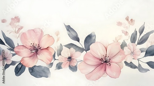 Watercolor Floral Border