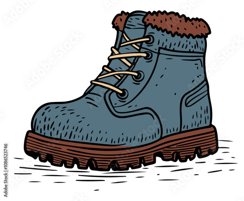 Hand-Drawn Hiking Boot Illustration
