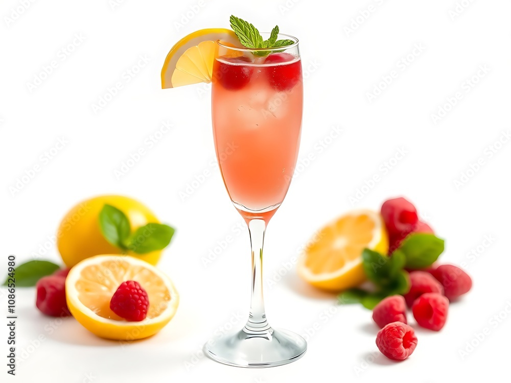Refreshing Raspberry Lemonade Cocktail: Summer Drink Photography. AI Generated Refreshing Raspberry Lemonade Cocktail: Summer Drink Photography. AI Generated