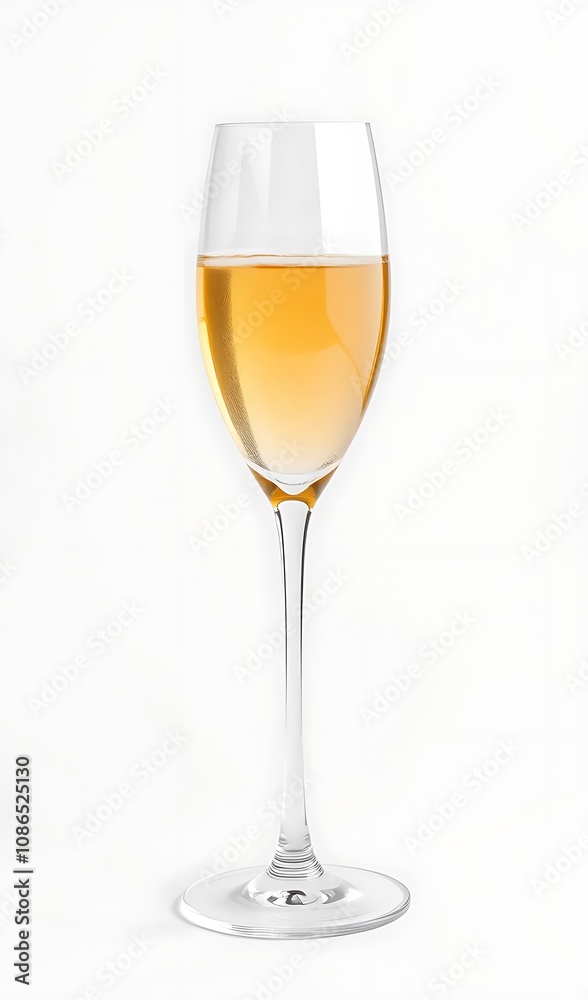 Golden Champagne Flute on White Background. AI Generated Golden Champagne Flute on White Background. AI Generated