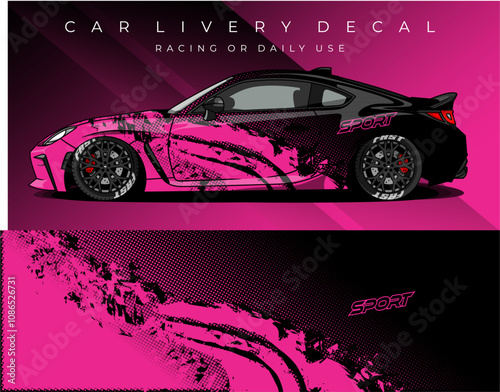 Car Wrap decal. Car livery abstract design suitable for racing, rally, or daily use