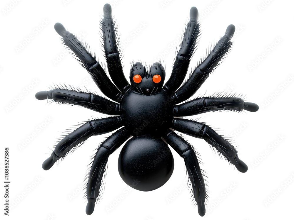 Fototapeta premium Black Spider with Red Eyes on a White Background