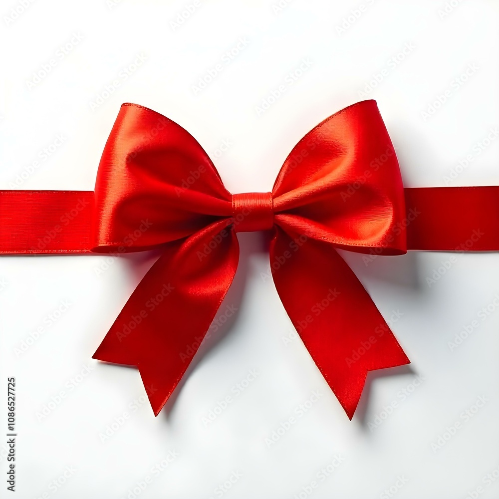 Fototapeta premium ribbon, bow, red, loop, tied, perfect, decoration, gift, festive, isolated, background, white, elegant, holiday, Christmas, wrapping, present, decorative, beautiful, glossy, shiny, festivebow,