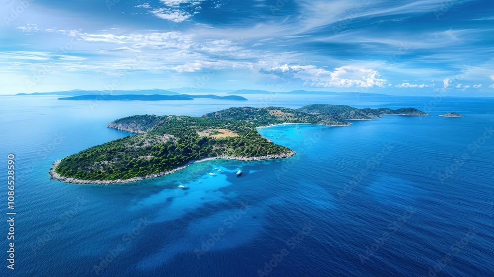Scenic Aerial View of Tropical Island Paradise Scenic Aerial View of Tropical Island Paradise