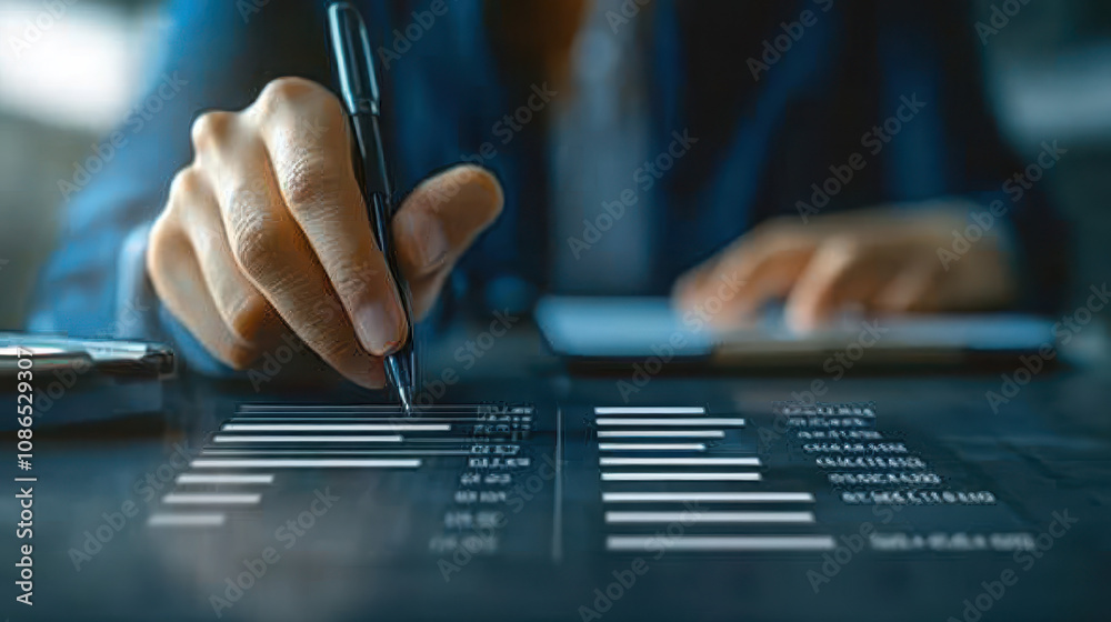 Financial Auditor Reviewing Documents for Accountant, Business Analysis Concept Financial Auditor Reviewing Documents for Accountant, Business Analysis Concept