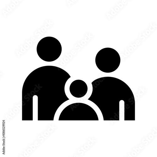 Family Flat Icon Black and White Vector Graphic. People icons set.