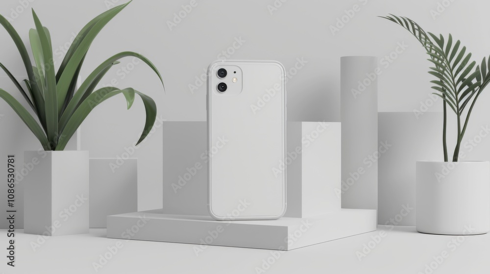 A sleek white and gray smartphone placed against a plain white background, showcasing minimalistic and modern design.

