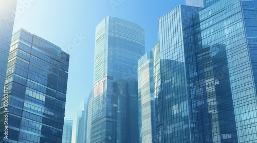 Wallpaper Mural Modern Glass Skyscrapers Under Bright Blue Sky Torontodigital.ca