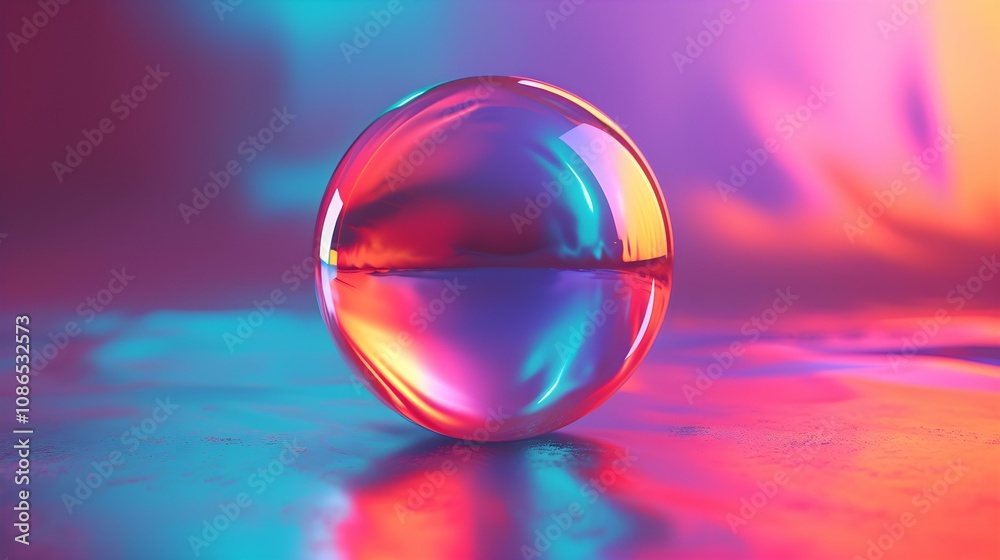 Iridescent balloon bubble on pastel background with gradient. A vibrant and whimsical bubble of joy radiates in the sky, its radiant rainbow background captivating the viewer with its dazzling colors Iridescent balloon bubble on pastel background with gradient. A vibrant and whimsical bubble of joy radiates in the sky, its radiant rainbow background captivating the viewer with its dazzling colors