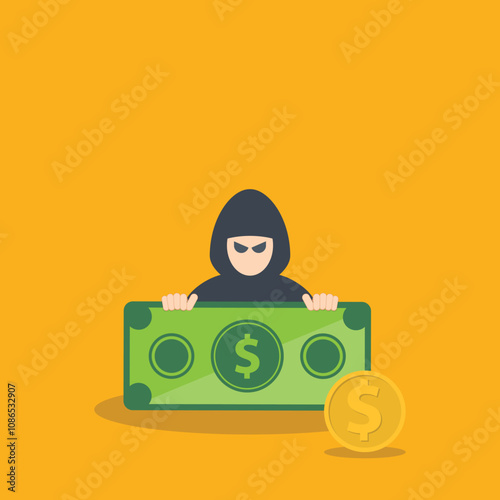 Hacking digital money. Bait website or online crime, thief steal money from online banking app concept, bait scam money.