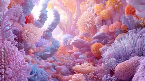 Digital technology underwater world plants and biological illustration poster background photo