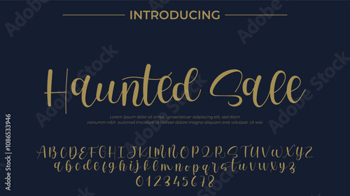 Haunted Sale Font Stylish brush painted an uppercase vector letters, alphabet, typeface