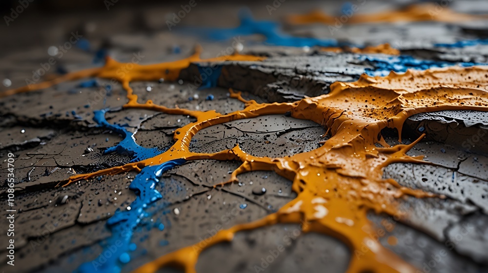 Abstract Paint Splashes On Cracked Surface