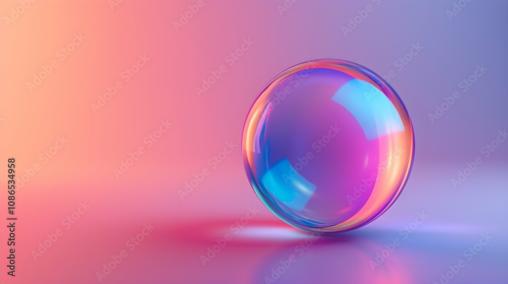 Iridescent balloon bubble on pastel background with gradient. A vibrant and whimsical bubble of joy radiates in the sky, its radiant rainbow background captivating the viewer with its dazzling colors Iridescent balloon bubble on pastel background with gradient. A vibrant and whimsical bubble of joy radiates in the sky, its radiant rainbow background captivating the viewer with its dazzling colors