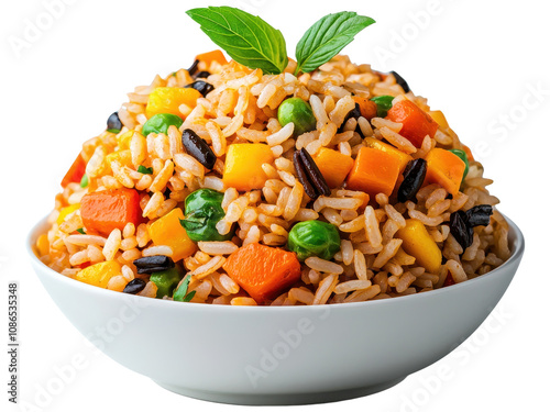 Colorful Rice Dish with Vegetables and Herbs