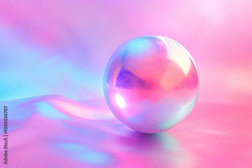 Iridescent balloon bubble on pastel background with gradient. A vibrant and whimsical bubble of joy radiates in the sky, its radiant rainbow background captivating the viewer with its dazzling colors Iridescent balloon bubble on pastel background with gradient. A vibrant and whimsical bubble of joy radiates in the sky, its radiant rainbow background captivating the viewer with its dazzling colors