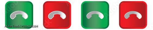 Phone call green and red buttons. accept and decline call icon for mobile app and ui. vector illustration.