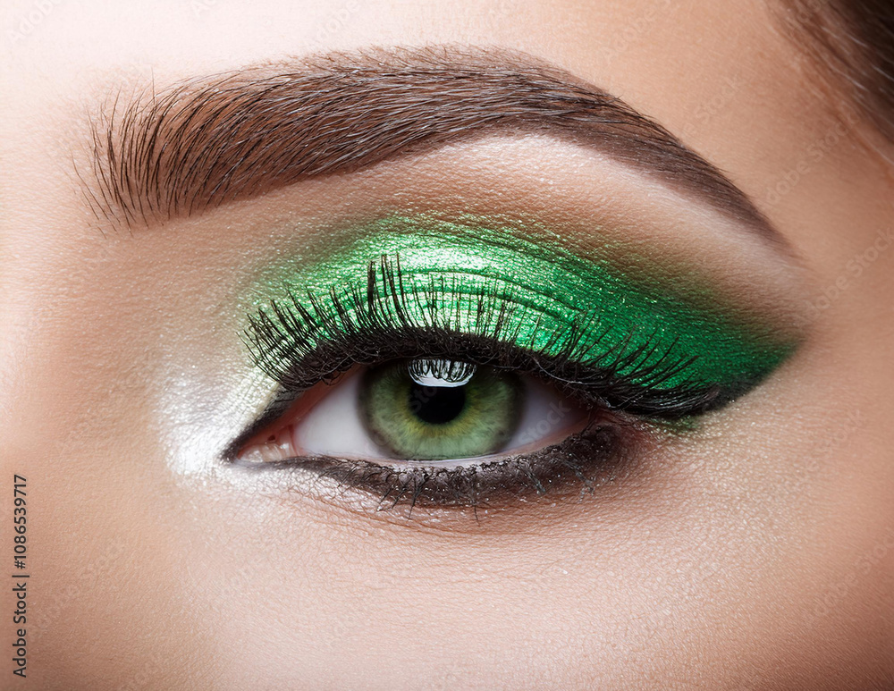 Auge mit grünem Lidschatten