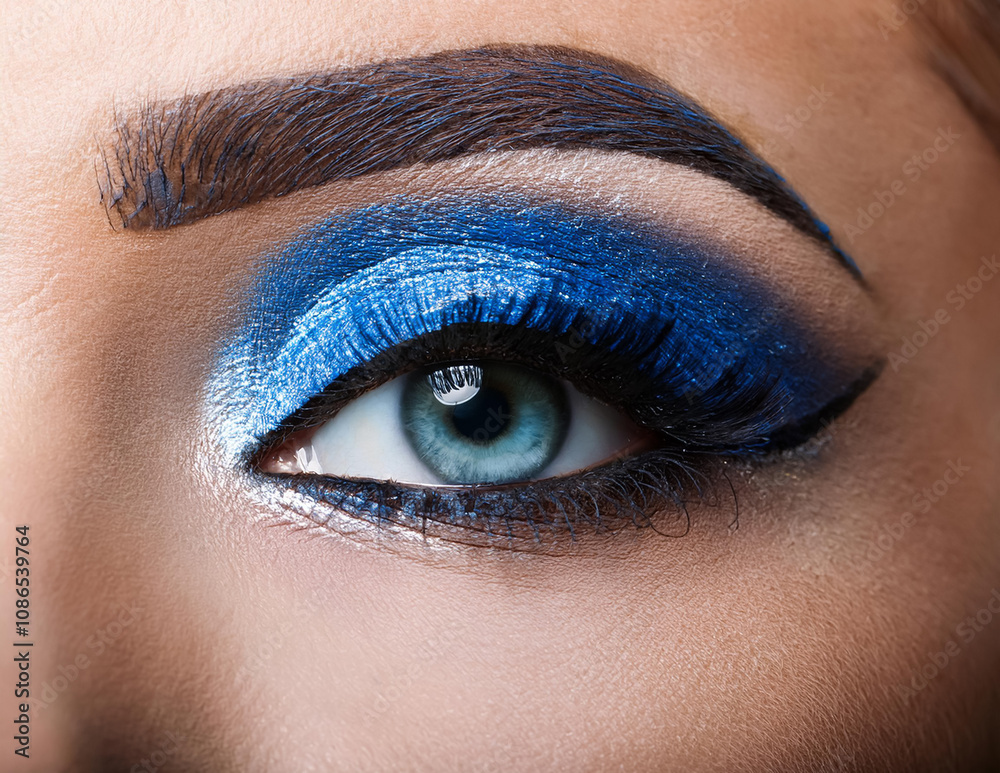 Auge mit blauem Lidschatten