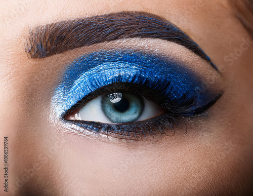 Obraz na płótnie Auge mit blauem Lidschatten w salonie