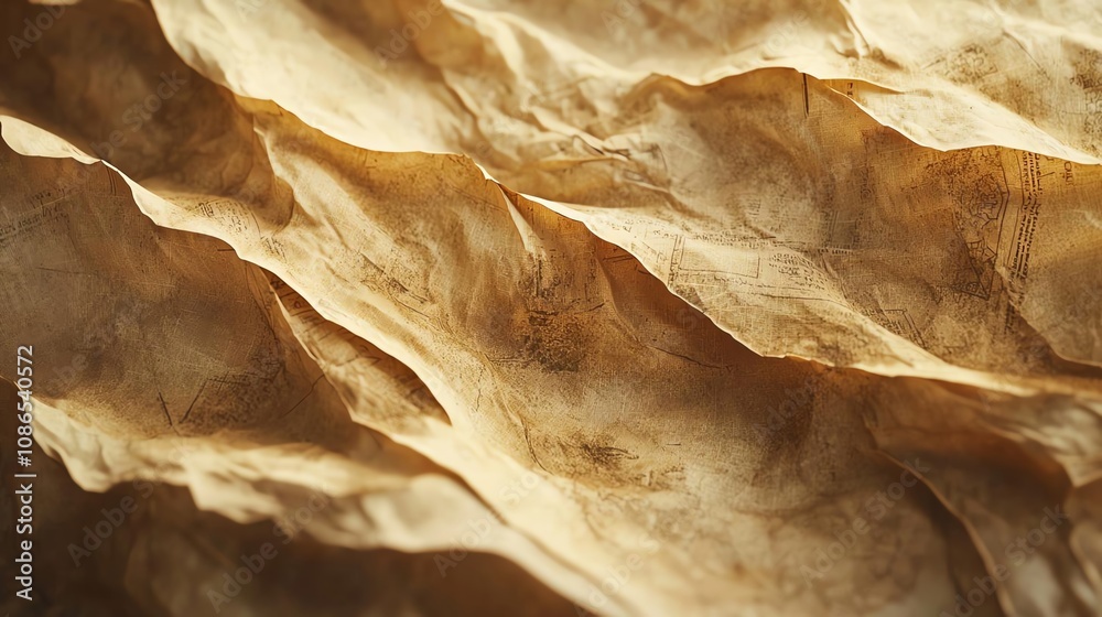 Antique paper, natural folds, warm sepia glow, realistic retro look Antique paper, natural folds, warm sepia glow, realistic retro look