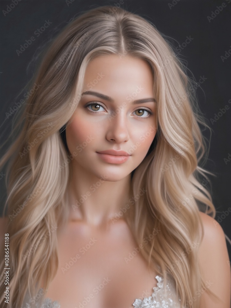 Beautiful woman with long blonde hair and natural makeup Beautiful woman with long blonde hair and natural makeup