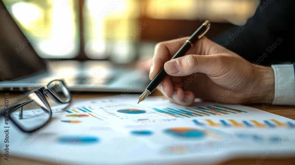 Person hand holding pen working desk various expert financial counselor providing Person hand holding pen working desk various expert financial counselor providing