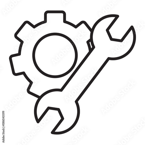 Gear and Wrench Tools line icon.