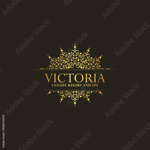 Luxury hotel label template. Trendy vintage royal ornament frames illustration.