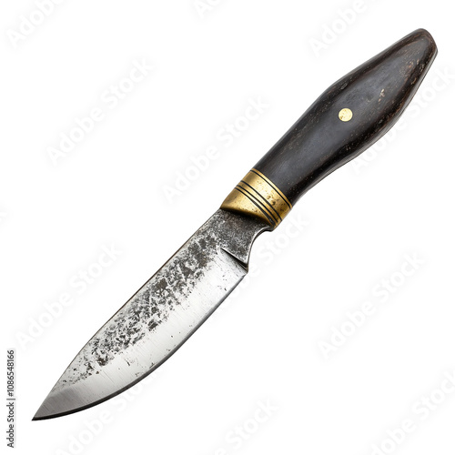 Boline,  A curved utility knife, its blade sharp for harvesting herbs and inscribing symbols, isolated on white background photo